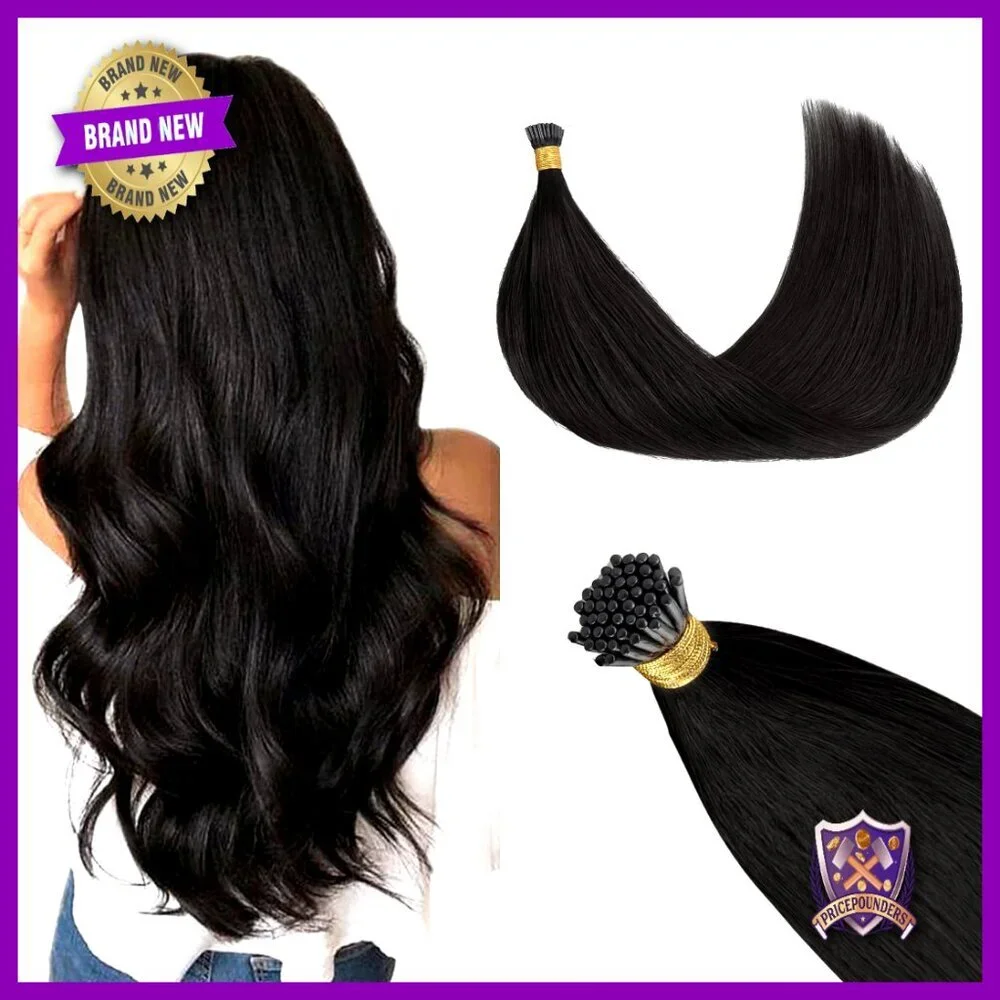 18-Inch Real Human Hair Extensions, 50g I-Tip, Heat-Resistant & Reusable